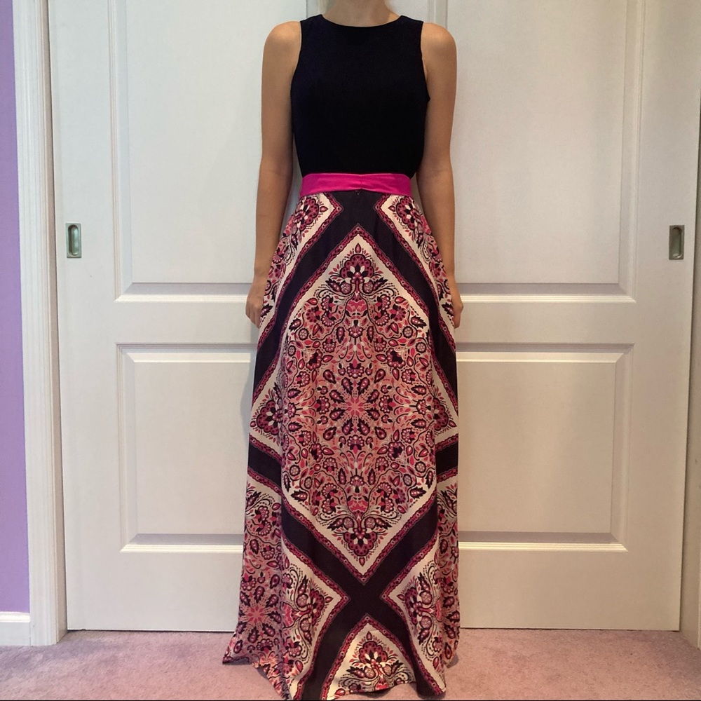 NWOT Navy and Pink Long Flowy Dress